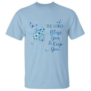 Christian Jesus T Shirt The Lord Bless You Encouraging Bible Verse Butterfly Art TS10 Light Blue Print Your Wear
