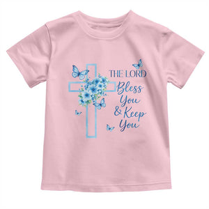 Christian Jesus Toddler T Shirt The Lord Bless You Encouraging Bible Verse Butterfly Art TS10 Light Pink Print Your Wear