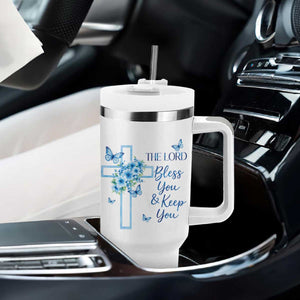 Christian Jesus Tumbler With Handle The Lord Bless You Encouraging Bible Verse Butterfly Art TS10 Print Your Wear
