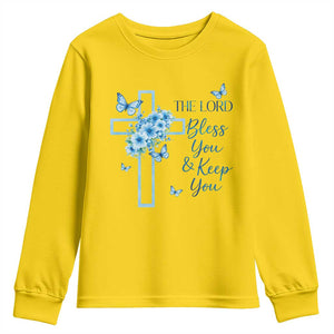 Christian Jesus Youth Sweatshirt The Lord Bless You Encouraging Bible Verse Butterfly Art TS10 Daisy Print Your Wear