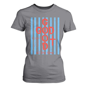 Christian Jesus Lovers T Shirt For Women Striped Preppy God Is Good All The Time TS10 Charcoal Print Your Wear