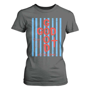Christian Jesus Lovers T Shirt For Women Striped Preppy God Is Good All The Time TS10 Dark Heather Print Your Wear