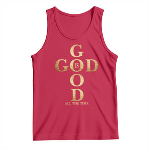 Christian Jesus Lovers Tank Top God Is Good All The Time Cross TS10 Red Print Your Wear