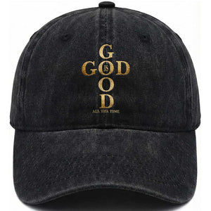 Christian Jesus Lovers Washed Cotton Baseball Cap God Is Good All The Time Cross TS10 Print Your Wear