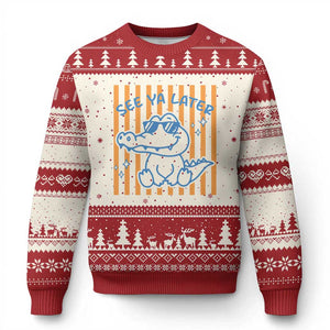 See You Later Alligator Ugly Christmas Sweater Funny Last Day End of Year Teacher Summer Gift TS10 Beige Red Print Your Wear
