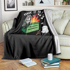 Last Day of School Throw Blanket Funny Raccoon Dumpster Fire Made It To May Teacher TS10 Print Your Wear