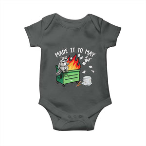 Last Day of School Baby Onesie Funny Raccoon Dumpster Fire Made It To May Teacher TS10 Dark Heather Print Your Wear