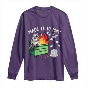 Last Day of School Long Sleeve Shirt Funny Raccoon Dumpster Fire Made It To May Teacher TS10 Purple Print Your Wear