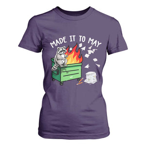Last Day of School T Shirt For Women Funny Raccoon Dumpster Fire Made It To May Teacher TS10 Purple Print Your Wear
