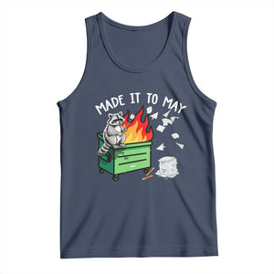 Last Day of School Tank Top Funny Raccoon Dumpster Fire Made It To May Teacher TS10 Navy Print Your Wear