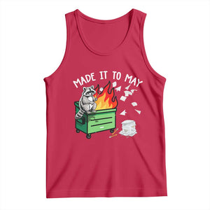 Last Day of School Tank Top Funny Raccoon Dumpster Fire Made It To May Teacher TS10 Red Print Your Wear