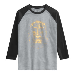 Shroud Of Turin Jesus Raglan Shirt Jesus Christ Face Religious Catholic Christian Faith TS10 Heather Gray Black Print Your Wear