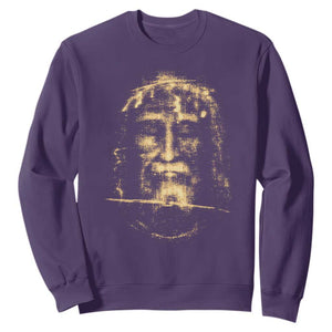 Shroud Of Turin Jesus Sweatshirt Jesus Christ Face Religious Catholic Christian Faith TS10 Purple Print Your Wear