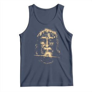Shroud Of Turin Jesus Tank Top Jesus Christ Face Religious Catholic Christian Faith TS10 Navy Print Your Wear