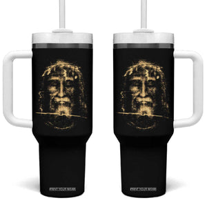 Shroud Of Turin Jesus Tumbler With Handle Jesus Christ Face Religious Catholic Christian Faith TS10 One Size: 40 oz Black Print Your Wear