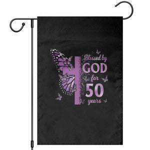 50th Birthday Gifts For Her Garden Flag Blessed By God For 50 Years Christian Butterfly Cross TS10 Black Print Your Wear