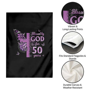 50th Birthday Gifts For Her Garden Flag Blessed By God For 50 Years Christian Butterfly Cross TS10 Print Your Wear
