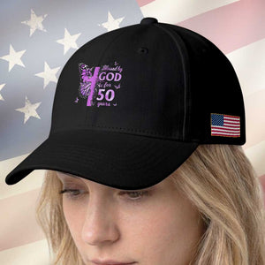 50th Birthday Gifts For Her Baseball Cap Blessed By God For 50 Years Christian Butterfly Cross TS10 Print Your Wear