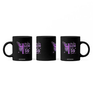 50th Birthday Gifts For Her Coffee Mug Blessed By God For 50 Years Christian Butterfly Cross TS10 Print Your Wear