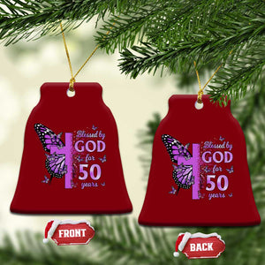 50th Birthday Gifts For Her Ceramic Ornament Blessed By God For 50 Years Christian Butterfly Cross TS10 Print Your Wear