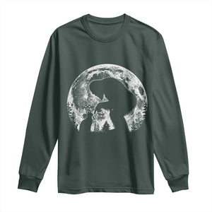 Fun Hand Boop Nose Bigfoot Cat Long Sleeve Shirt Sasquatch Full Moon TS10 Dark Forest Green Print Your Wear