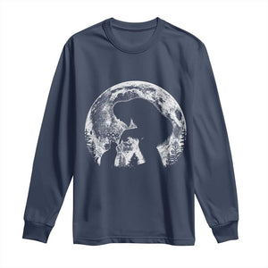 Fun Hand Boop Nose Bigfoot Cat Long Sleeve Shirt Sasquatch Full Moon TS10 Navy Print Your Wear