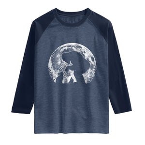 Fun Hand Boop Nose Bigfoot Cat Raglan Shirt Sasquatch Full Moon TS10 Heather Denim Navy Print Your Wear