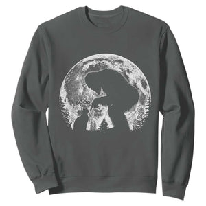 Fun Hand Boop Nose Bigfoot Cat Sweatshirt Sasquatch Full Moon TS10 Dark Heather Print Your Wear