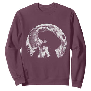 Fun Hand Boop Nose Bigfoot Cat Sweatshirt Sasquatch Full Moon TS10 Maroon Print Your Wear