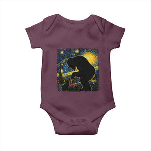 Fun Hand Boop Nose Bigfoot Cat Baby Onesie Sasquatch Starry Night Van Gogh TS10 Maroon Print Your Wear