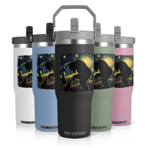 Fun Hand Boop Nose Bigfoot Cat Flip Straw Tumbler Sasquatch Starry Night Van Gogh TS10 Print Your Wear