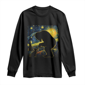 Fun Hand Boop Nose Bigfoot Cat Long Sleeve Shirt Sasquatch Starry Night Van Gogh TS10 Black Print Your Wear