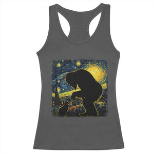 Fun Hand Boop Nose Bigfoot Cat Racerback Tank Top Sasquatch Starry Night Van Gogh TS10 Dark Heather Print Your Wear