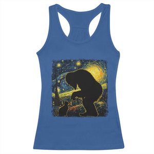 Fun Hand Boop Nose Bigfoot Cat Racerback Tank Top Sasquatch Starry Night Van Gogh TS10 Royal Blue Print Your Wear