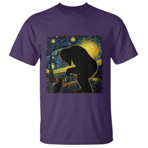 Fun Hand Boop Nose Bigfoot Cat T Shirt Sasquatch Starry Night Van Gogh TS10 Purple Print Your Wear