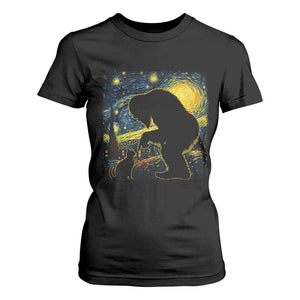 Fun Hand Boop Nose Bigfoot Cat T Shirt For Women Sasquatch Starry Night Van Gogh TS10 Black Print Your Wear