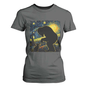 Fun Hand Boop Nose Bigfoot Cat T Shirt For Women Sasquatch Starry Night Van Gogh TS10 Dark Heather Print Your Wear