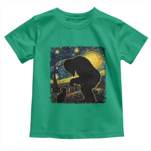 Fun Hand Boop Nose Bigfoot Cat Toddler T Shirt Sasquatch Starry Night Van Gogh TS10 Irish Green Print Your Wear