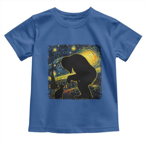 Fun Hand Boop Nose Bigfoot Cat Toddler T Shirt Sasquatch Starry Night Van Gogh TS10 Royal Blue Print Your Wear