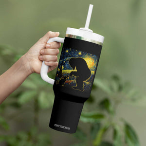 Fun Hand Boop Nose Bigfoot Cat Tumbler With Handle Sasquatch Starry Night Van Gogh TS10 Print Your Wear