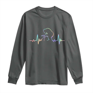 Fun Hand Boop Nose Bigfoot Cat Long Sleeve Shirt Heartbeat Sasquatch Cat Lover Animal Silhouette TS10 Dark Heather Print Your Wear