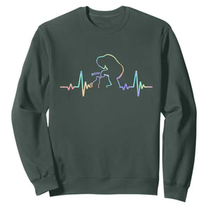 Fun Hand Boop Nose Bigfoot Cat Sweatshirt Heartbeat Sasquatch Cat Lover Animal Silhouette TS10 Dark Forest Green Print Your Wear