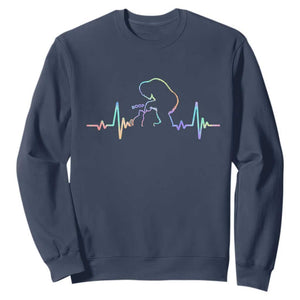Fun Hand Boop Nose Bigfoot Cat Sweatshirt Heartbeat Sasquatch Cat Lover Animal Silhouette TS10 Navy Print Your Wear