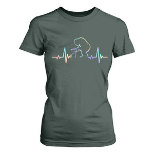 Fun Hand Boop Nose Bigfoot Cat T Shirt For Women Heartbeat Sasquatch Cat Lover Animal Silhouette TS10 Dark Forest Green Print Your Wear