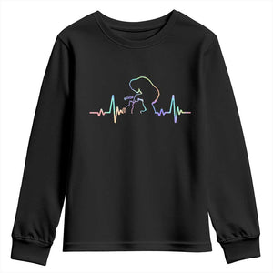 Fun Hand Boop Nose Bigfoot Cat Youth Sweatshirt Heartbeat Sasquatch Cat Lover Animal Silhouette TS10 Black Print Your Wear