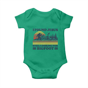Retro I Found Jesus Still Looking For Bigfoot Baby Onesie Funny Sasquatch Bigfoot Believer Christian Humor TS10 Irish Green Print Your Wear