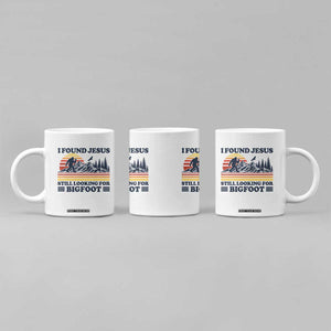 Retro I Found Jesus Still Looking For Bigfoot Coffee Mug Funny Sasquatch Bigfoot Believer Christian Humor TS10 Print Your Wear