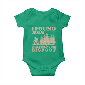 Retro I Found Jesus Still Looking For Bigfoot Baby Onesie Vintage Sasquatch Believer Funny Christian Humor TS10 Irish Green Print Your Wear