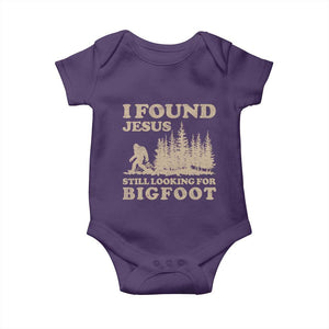Retro I Found Jesus Still Looking For Bigfoot Baby Onesie Vintage Sasquatch Believer Funny Christian Humor TS10 Purple Print Your Wear