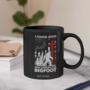 Retro I Found Jesus Still Looking For Bigfoot Coffee Mug Camouflage US American Flag Camo TS10 Print Your Wear